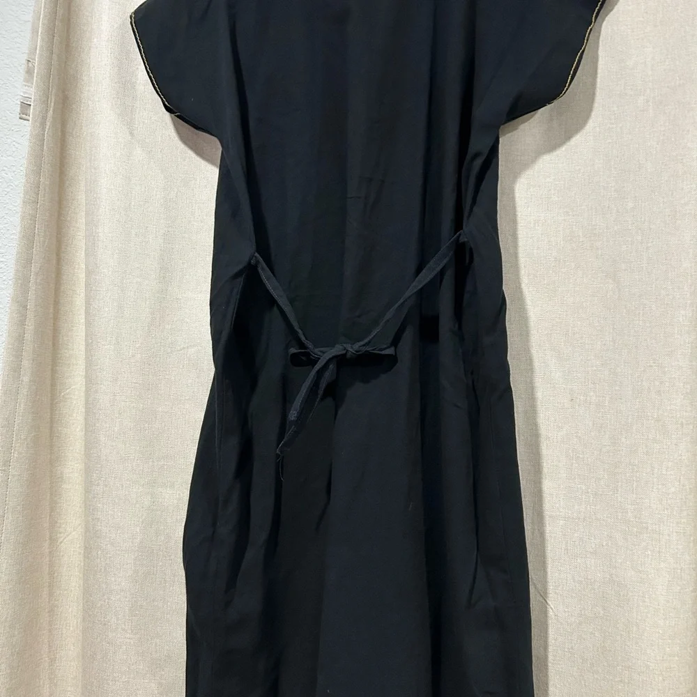 MEXICANA Black Dress with Gold and Green Embroidery - Picture 3 of 6